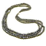 El Coral Necklace Triple Grey Pearls 6mm with Zamak