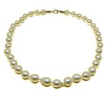 El Coral Necklace Baroque Round White Pearls 9/10mm, 50gr Weight