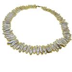 El Coral Necklace Creamrose Long Flat Pearls 4x5x20mm, 70gr Weight