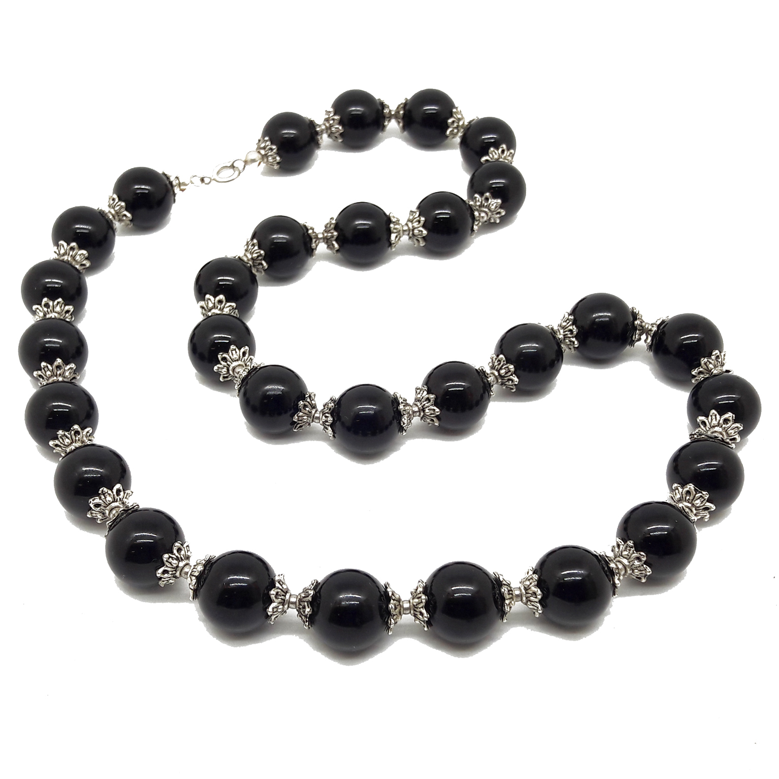 zamak necklace black agate